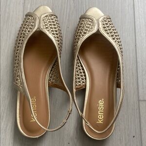 Kensie Gold Women's Woven Slingback Flats